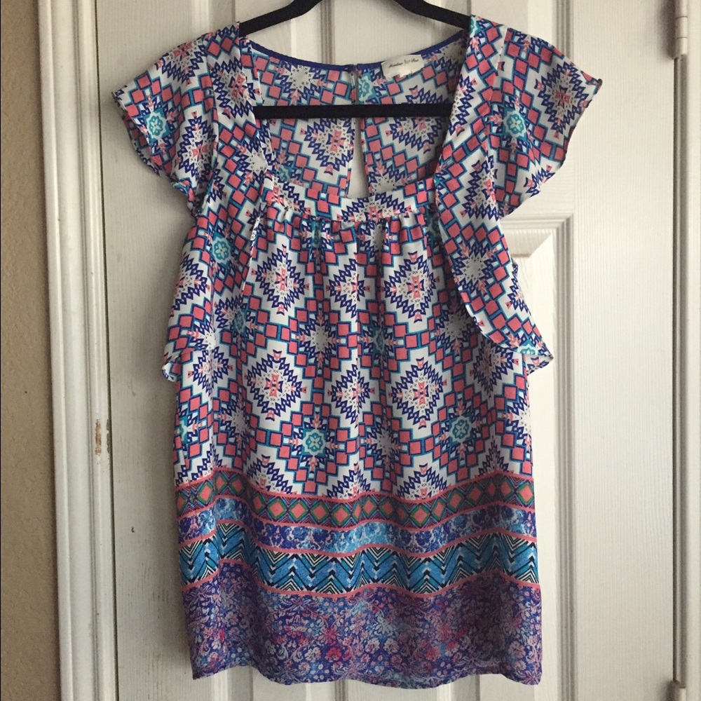 Anthropologie Meadow Rue Geometric Flutter Top