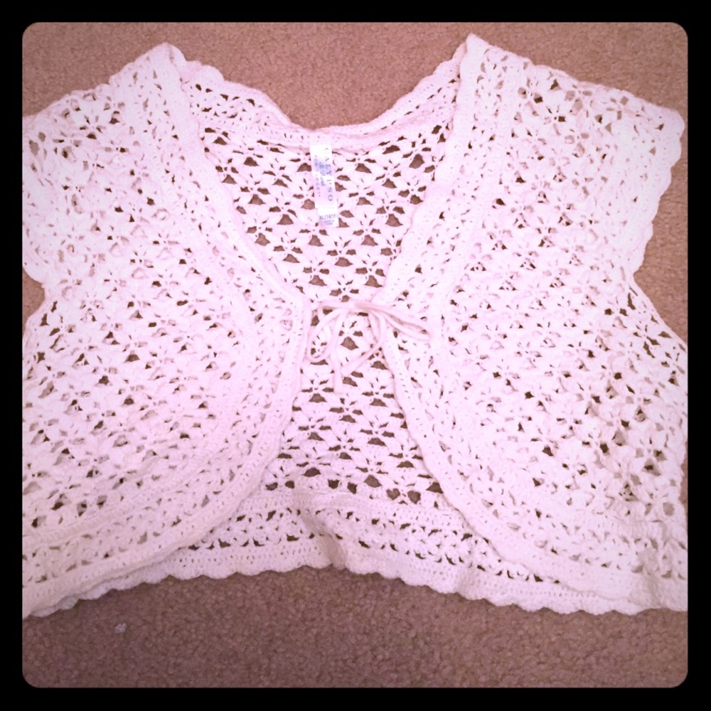 White shrug sweater