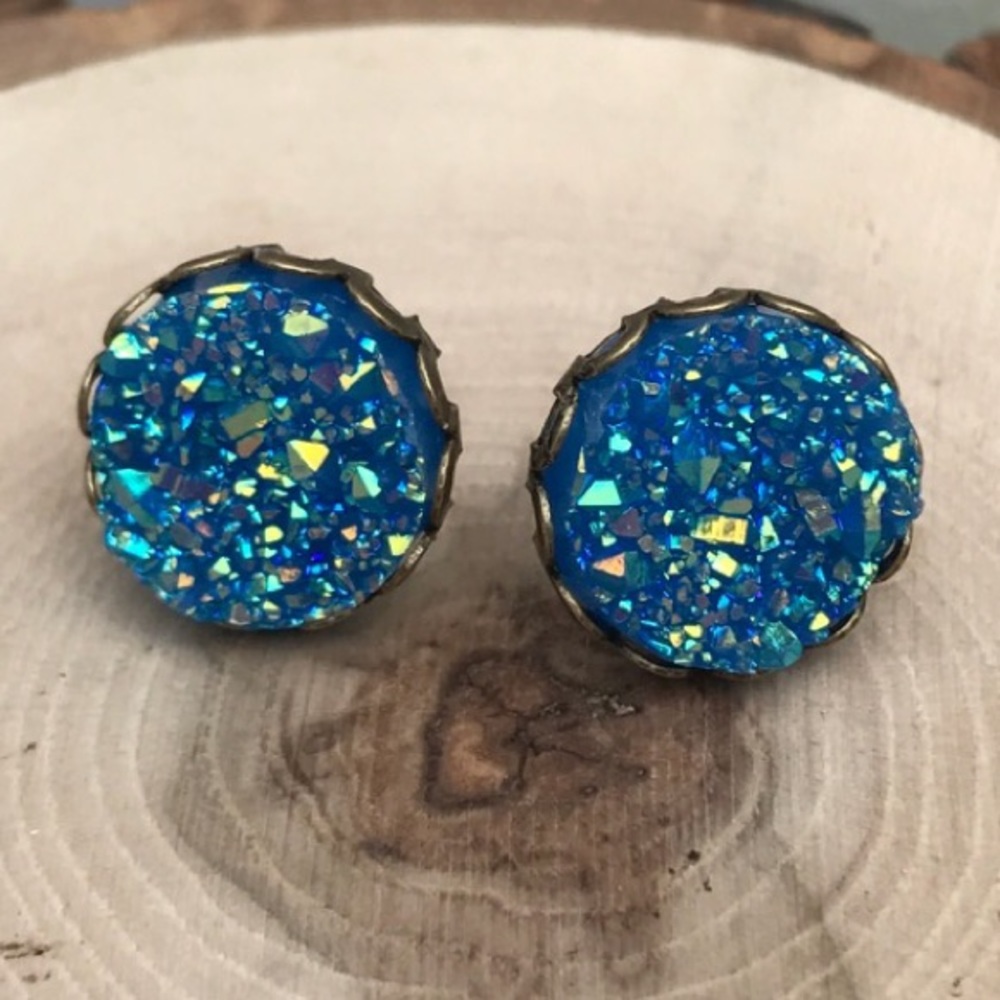 Blue & Antique Bronze Earrings