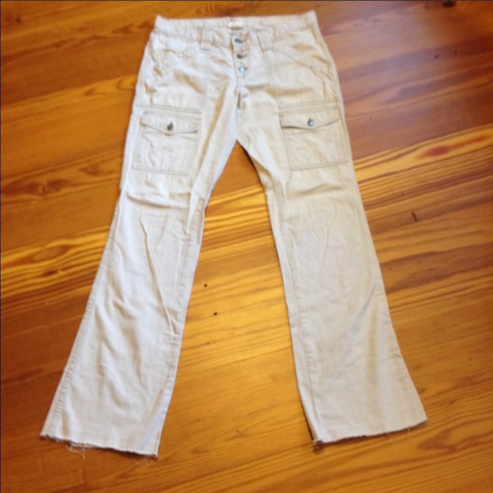 Beige 6 pocket button fly pants