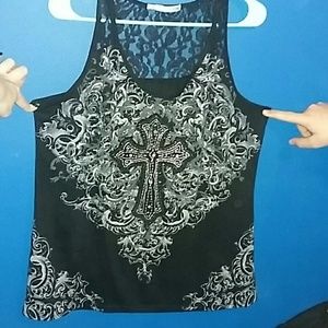 Maurices Graphic Tee with cross and jewels