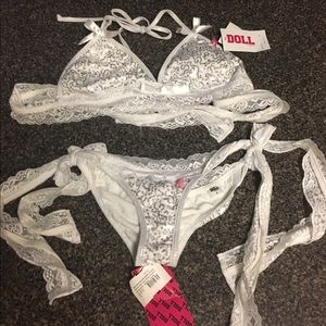 White Bridal Bachelorette Sequins bikini