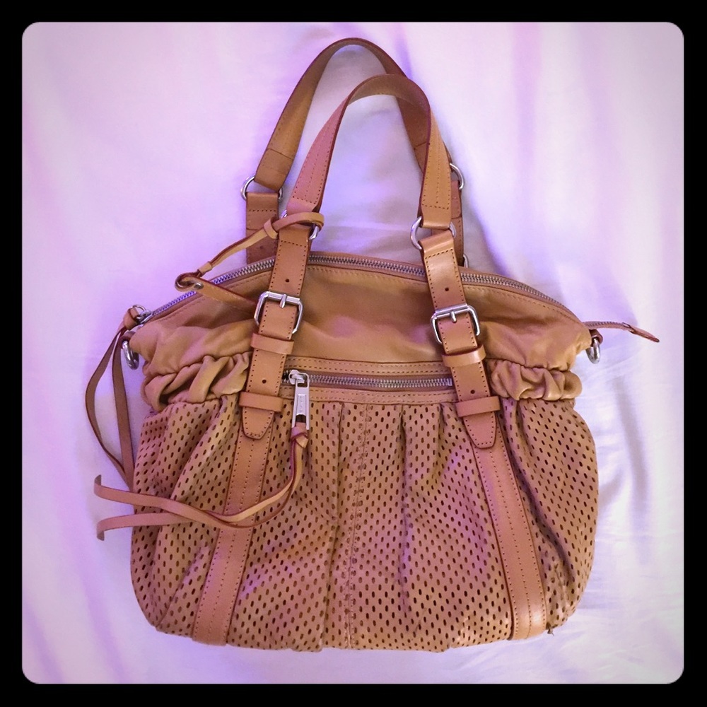 L.A.M.B. Perforated tan leather bag LAMB