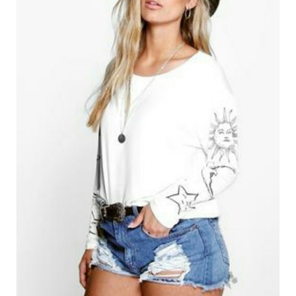 Sun Moon Stars Long Sleeve T Boohoo