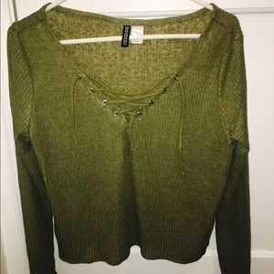 Long sleeve tie up shirt