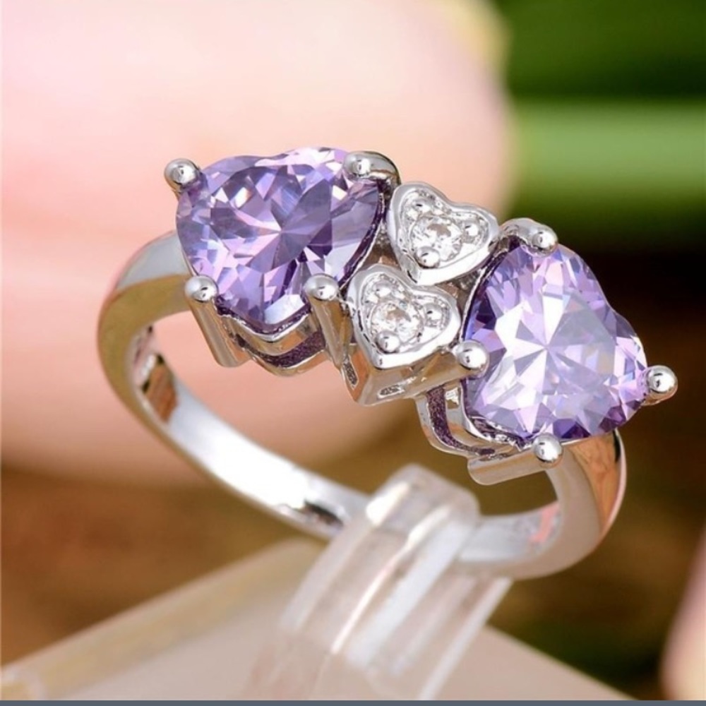 Sterling silver triple heart ring