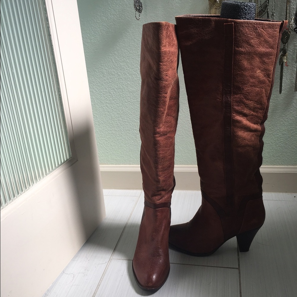 Jeffery Campbell tall boots. Size 9. Brown leather