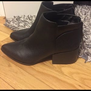 Black booties with back zipper