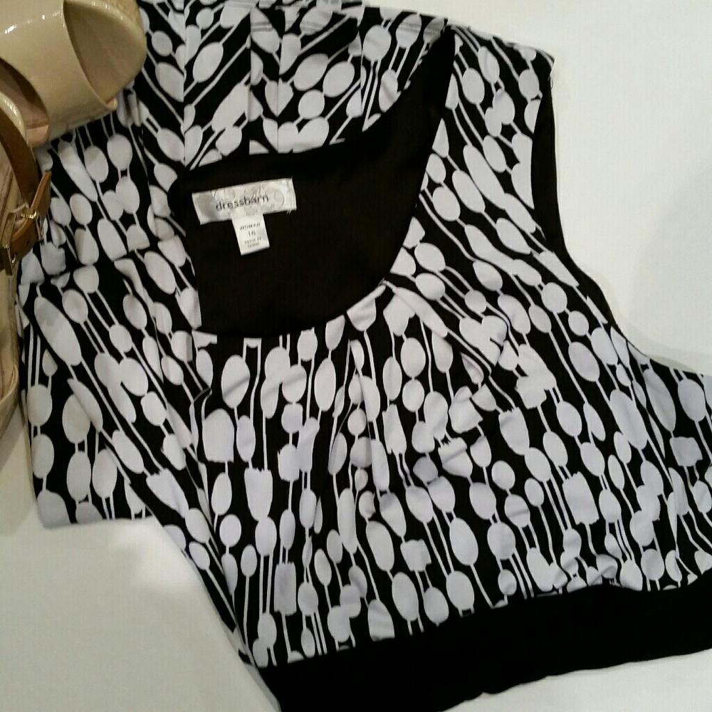 Dress Barn Black & Grey Empire Waist Midi. Dress