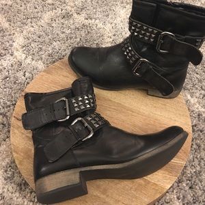 Black studded booties