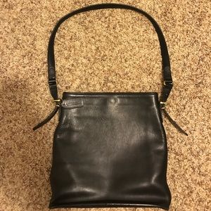 Coach black leather tote with box
