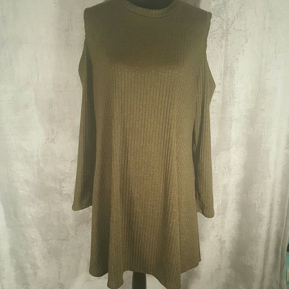Olive cold shoulder dress