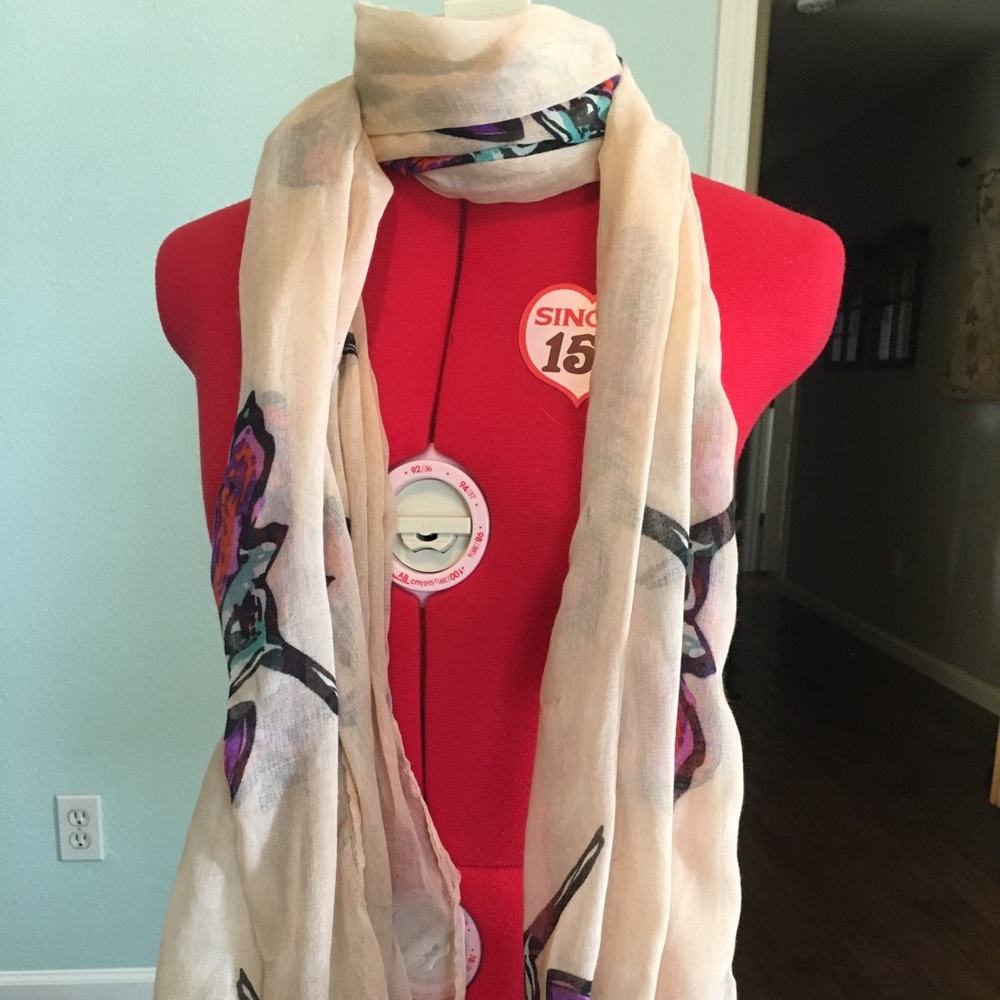 Cream with large flower scarf