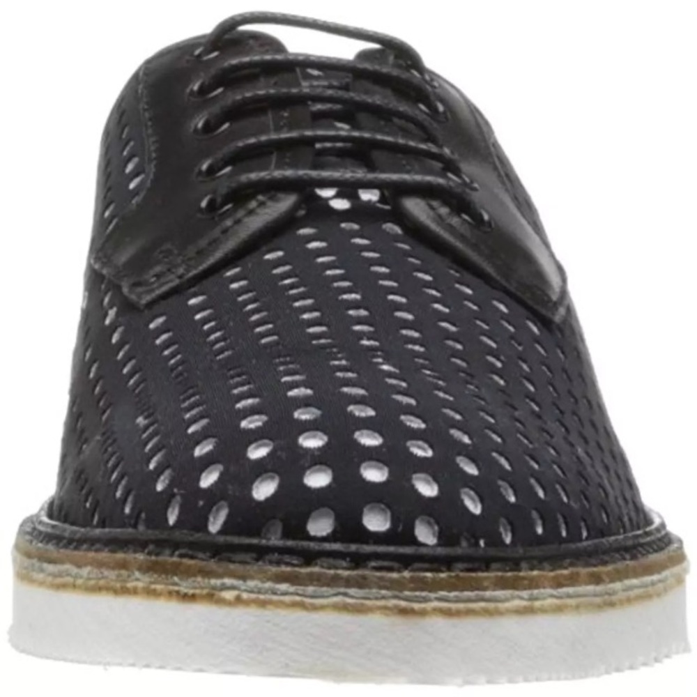 Swear Lou Black Neoprene Perforated Oxfords Shoes