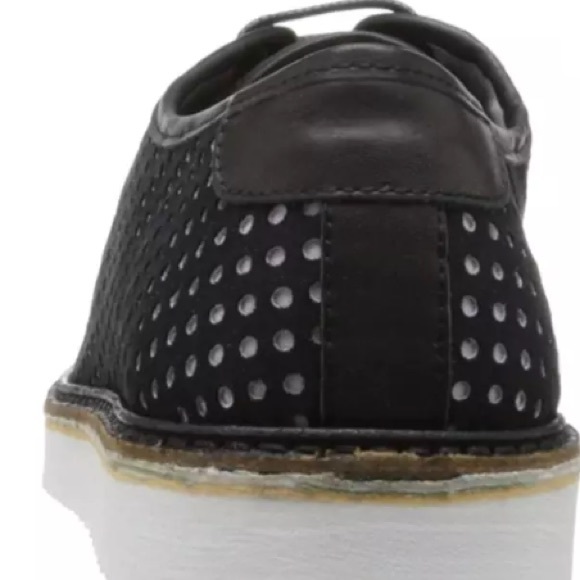 Swear Lou Black Neoprene Perforated Oxfords Shoes