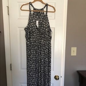 Black and cream abstract print Maxi Dress 18W