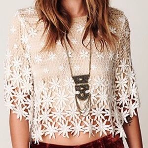 Stone Cold Fox Sunflower Crochet Crop Top Xs/a