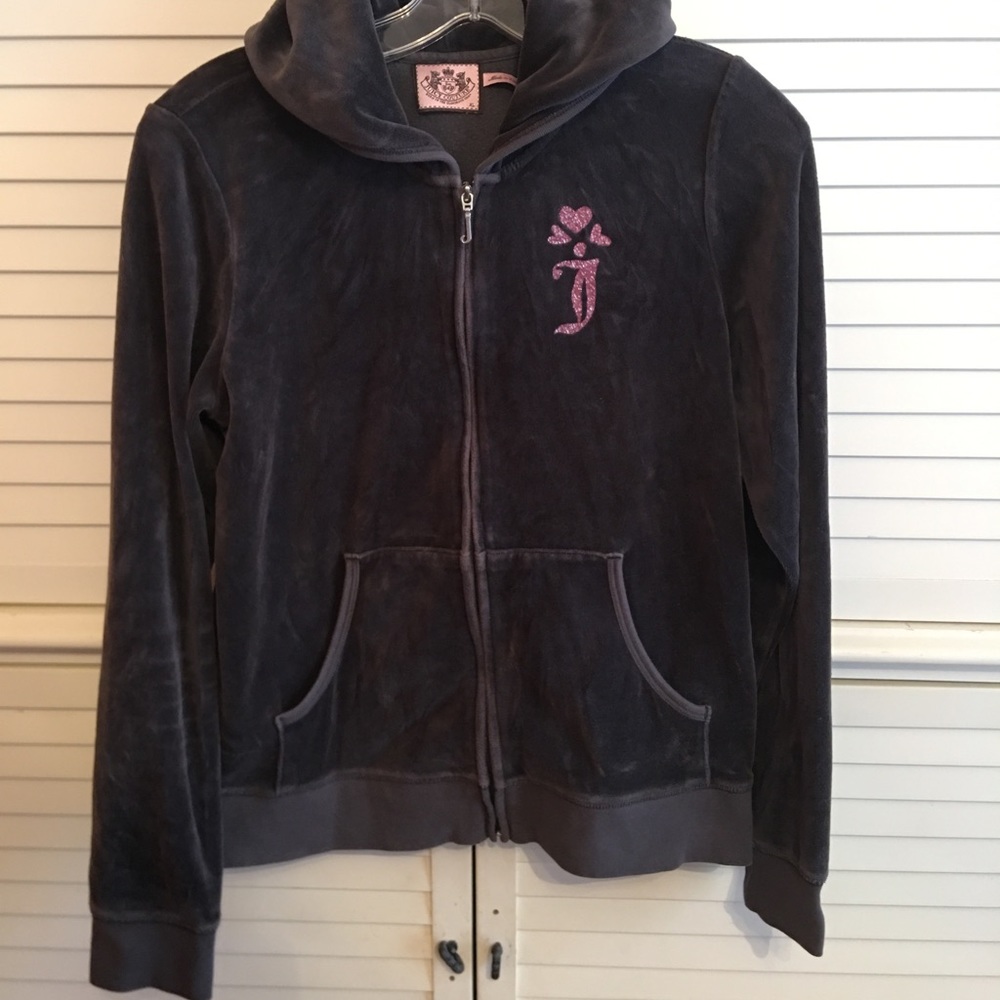 EUC Juicy Couture gray velour hoodie. Sz XL.