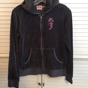 EUC Juicy Couture gray velour hoodie. Sz XL.