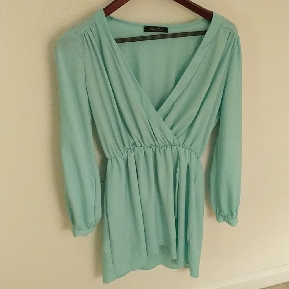 Mint green long sleeve dress