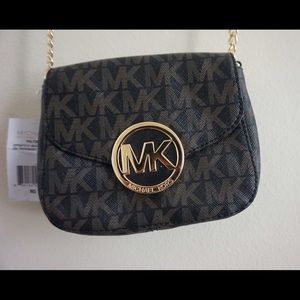 Michael Kors black brown cross body purse