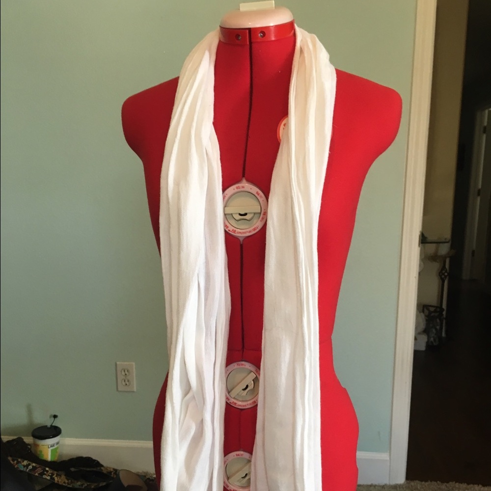 White Mickey Mouse embellished fringed scarf