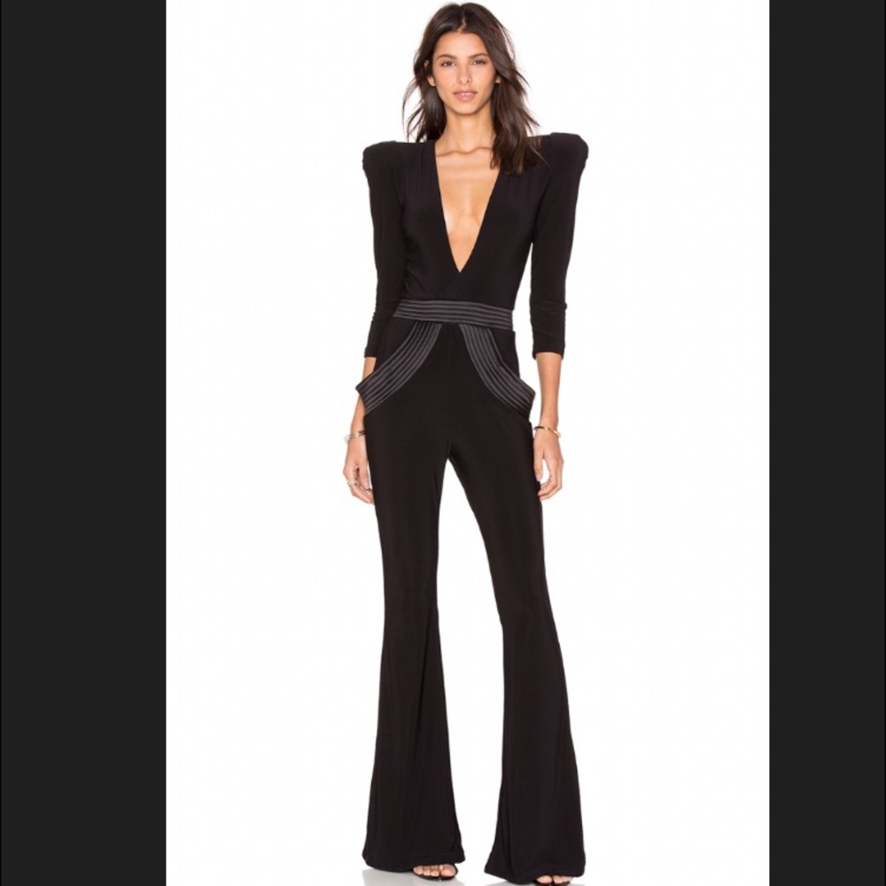 Zhivago black plunge neckline jumpsuit
