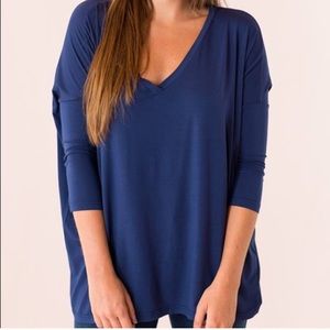 Navy Vneck Piko Tunic