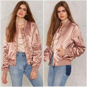Nasty Gal Jackets & Coats - Rose Blush Pink Satin Bomber Jacket Nasty Gal Jackets & Coats - Rose Blush Pink Satin Bomber Jacket