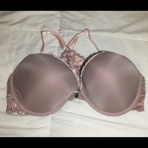Nude lacy racer back padded bra