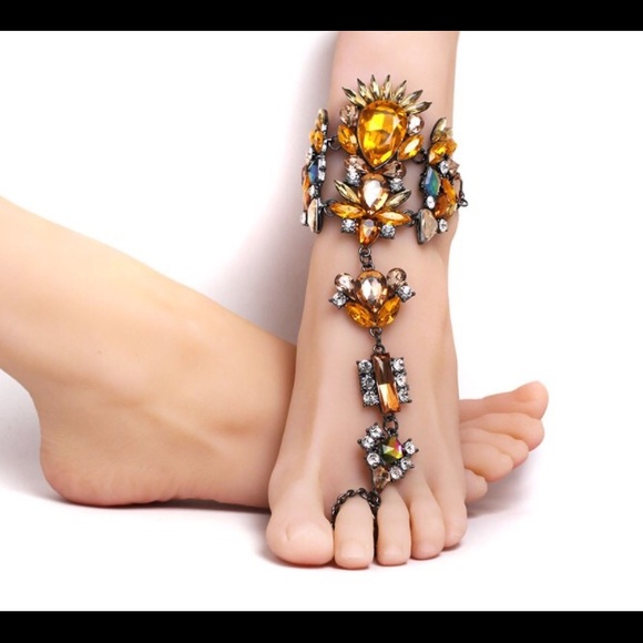 Jewelry - Boho bohemian ankle hand bracelet barefoot sandal