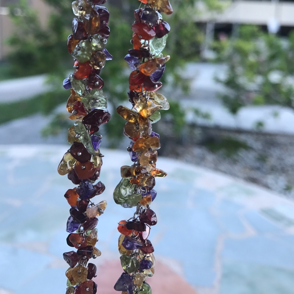 Multi Gem Stones Assorted Sterling Silver Necklace