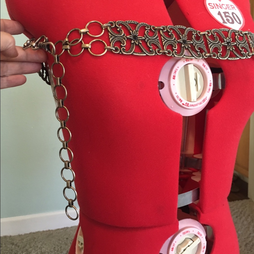 Jeweled and metal chain belt