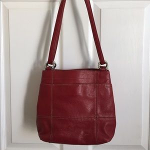 Red Tignanello "Rings and Things" bucket tote
