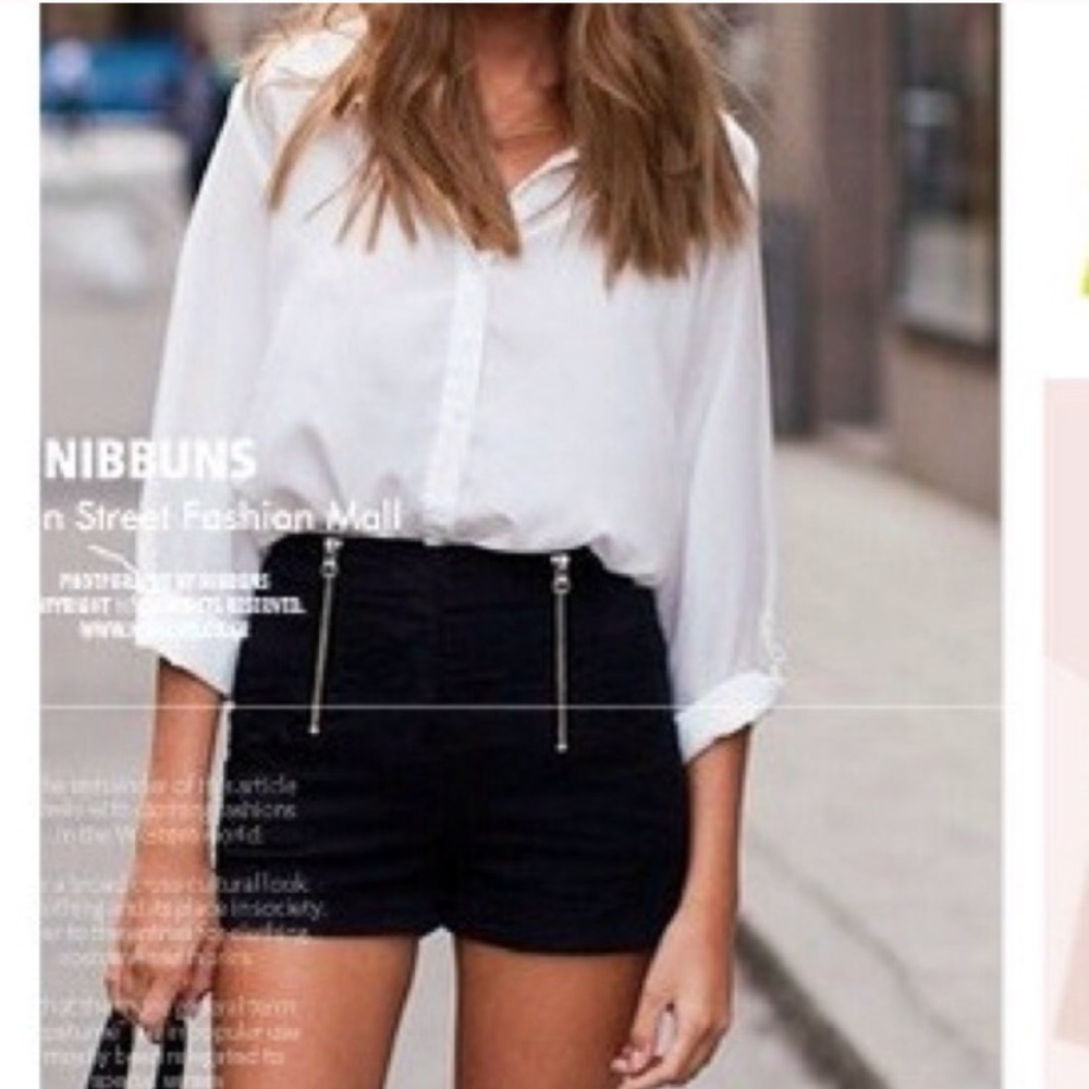 NWOT black zipper shorts XS