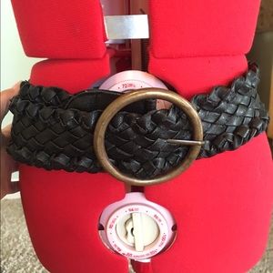 Lucky brand black and antique gold buckle belt