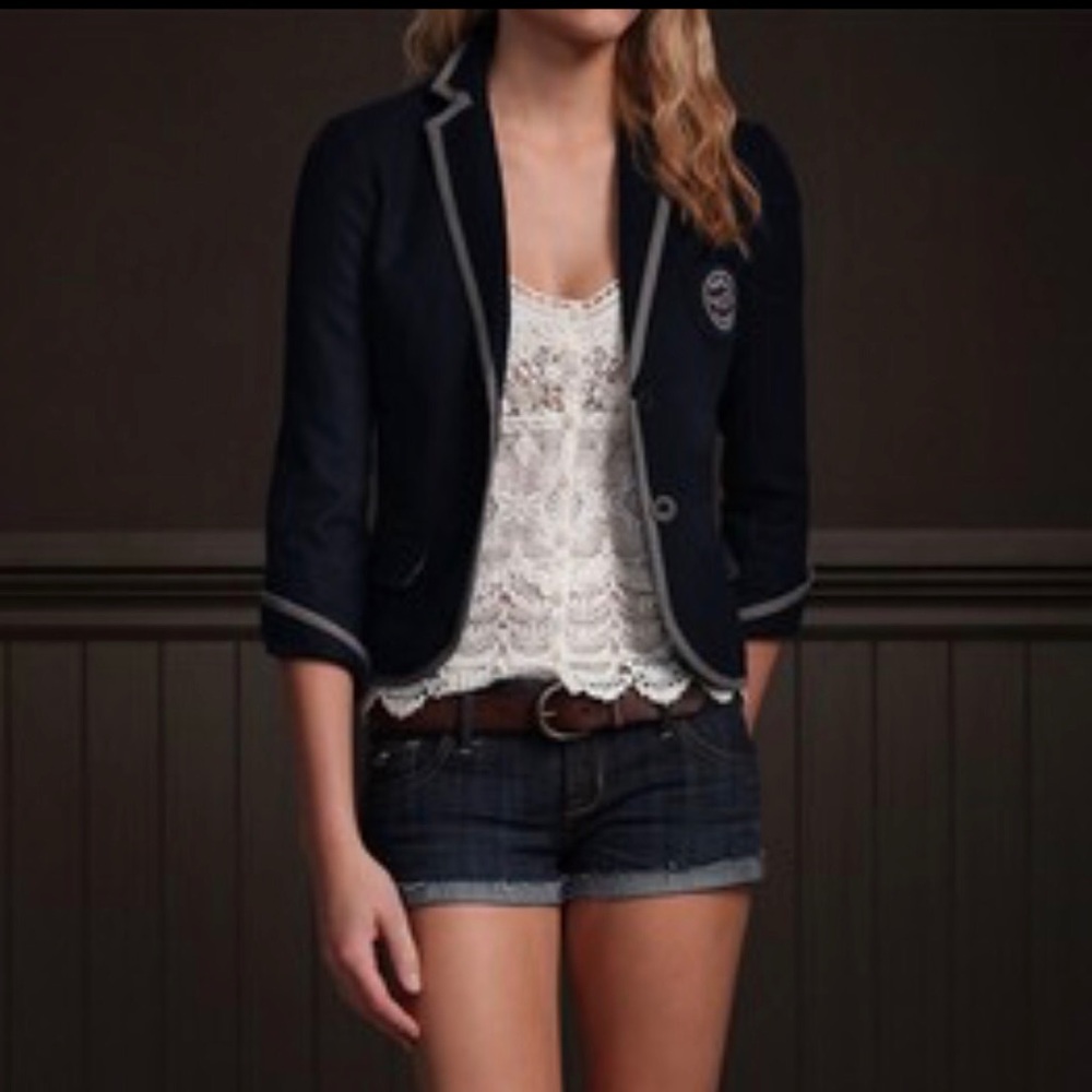 New Hollister navy belle flower blazer