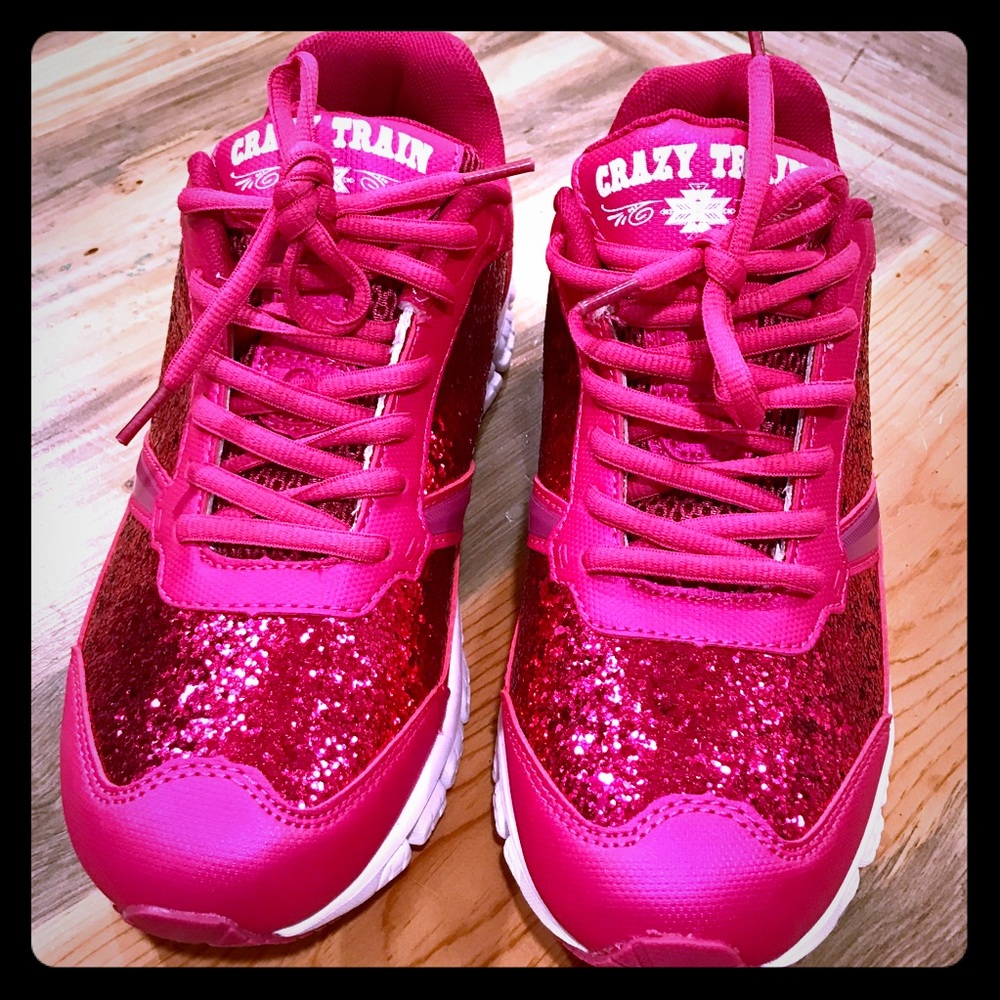 Crazy  train sequence shoes, hot pink size 9