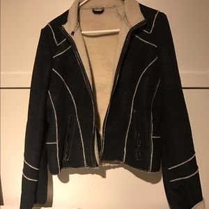 Rough black suede Shearling jacket