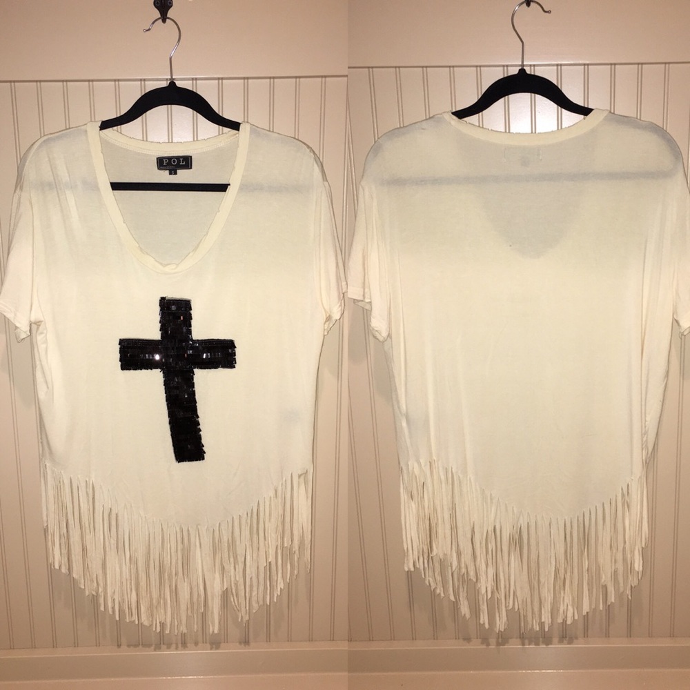 Boutique Cross Shirt with Fringe