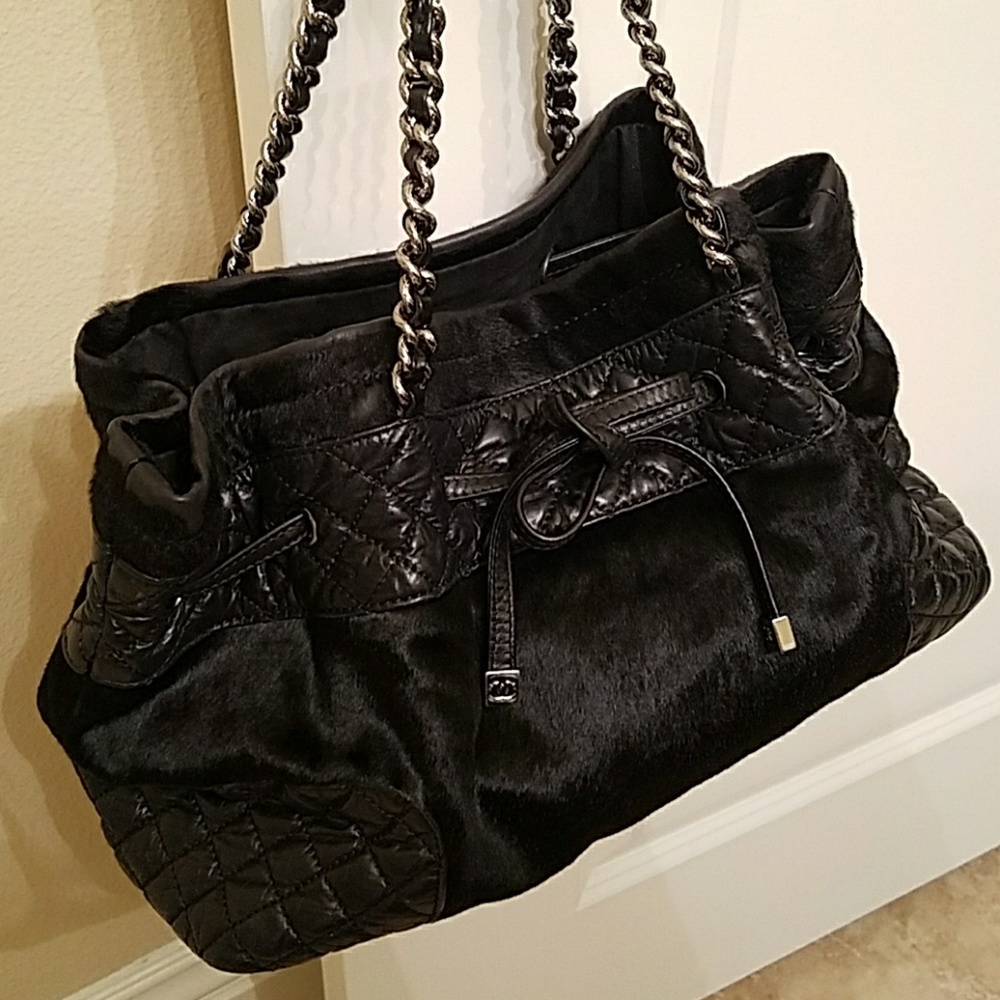 Vintage Chanel Pony Hair Quilted Leather Large Tote - Picture 3 of 8