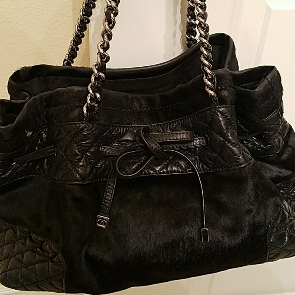 Vintage Chanel Pony Hair Quilted Leather Large Tote - Picture 4 of 8