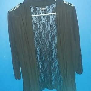 Black Lace back cardigan with pockets