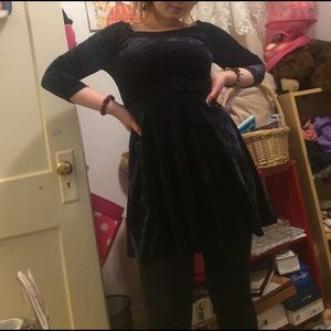 Black velvet skater dress f21