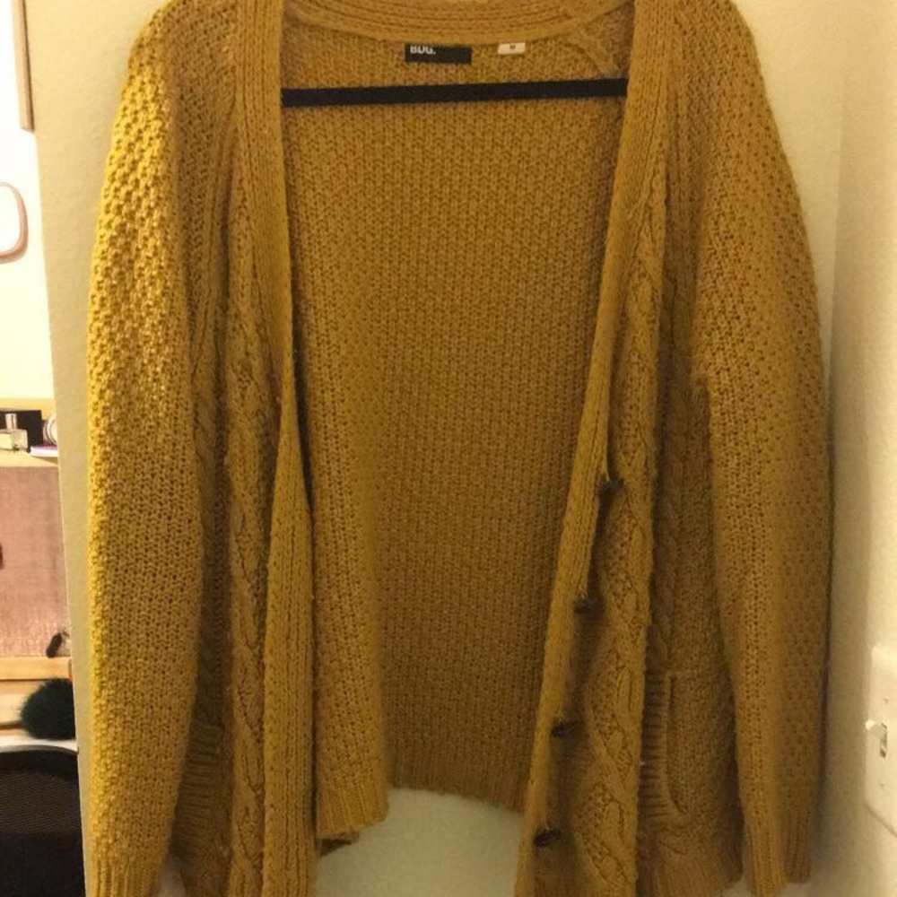 Mustard cable knit cardigan