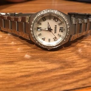 Silver diamond Fossil watch