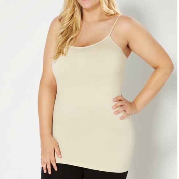 Plus Thin Strap Nude Solid Knit Cami - Picture 2 of 3