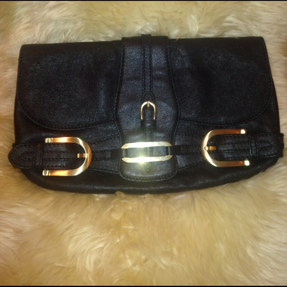 Jimmy Choo clutch black leather purse