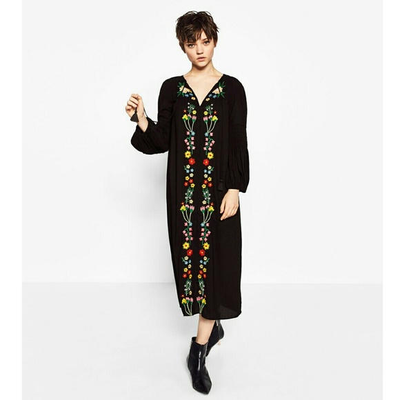Zara Dresses Zara Embroidered Floral Festival Boho Dress Poshmark