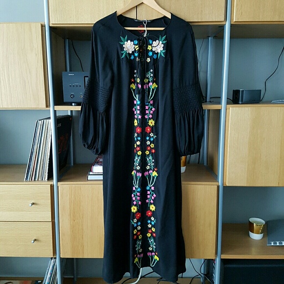 Zara Dresses Zara Embroidered Floral Festival Boho Dress Poshmark